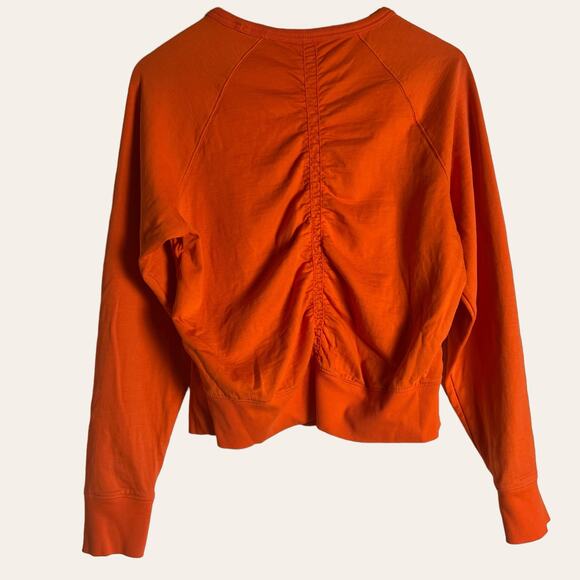 Athleta Sundown Puckered Orange Pullover Crewneck Sweatshirt Size Small - Picture 8 of 10